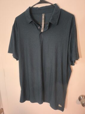 Vuori Strato Tech Polo Golf Shirt Mens L Navy Heather V188 Short Sleeve